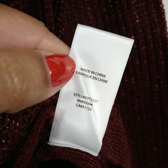 Beach Lunch Lounge Luna Sweater Women Size S Burgundy Red Metallic Long Slv NEW - Picture 7 of 7